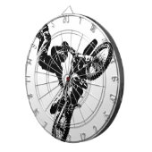 バイクもしくは自転車に乗る人ポップ・アートのアートオートバイ曲技速競技 ダーツボード (正面右)