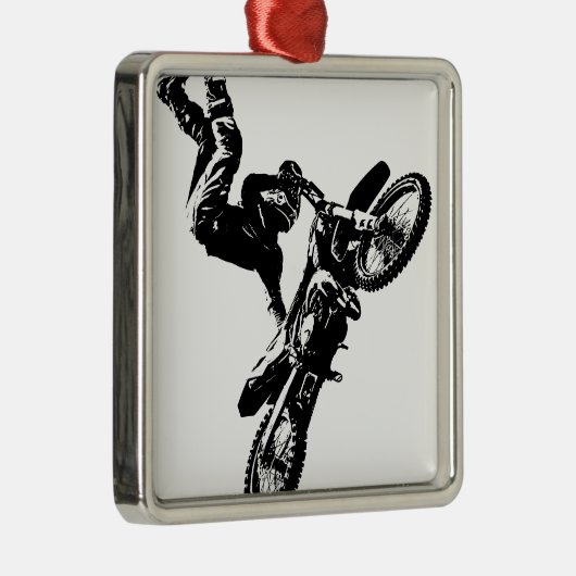 バイクもしくは自転車に乗る人ポップ・アートのアートオートバイ曲技速競技 メタルオーナメント (右)