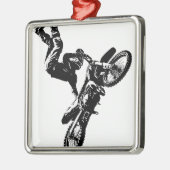 バイクもしくは自転車に乗る人ポップ・アートのアートオートバイ曲技速競技 メタルオーナメント (左)