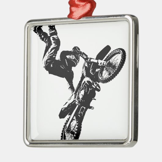 バイクもしくは自転車に乗る人ポップ・アートのアートオートバイ曲技速競技 メタルオーナメント (左)