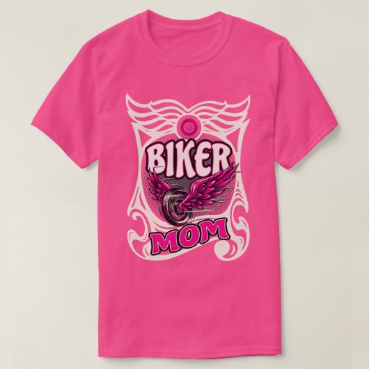 バイクもしくは自転車に乗る人ママモーターサイクルマザーウーマン Tシャツ (デザイン正面)