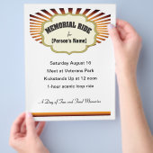 バイクもしくは自転車に乗る人メモリアルライド日が差すこと招待チラシ チラシ (手)