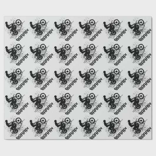 バイクもしくは自転車に乗る人モトクロスダートバイクもしくは自転車に乗る人マッド（ばちゃばちゃ）跳ねる ラッピングペーパー (フラット)