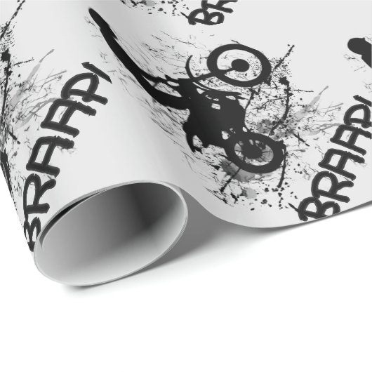 バイクもしくは自転車に乗る人モトクロスダートバイクもしくは自転車に乗る人マッド(ばちゃばちゃ)跳ねる ラッピングペーパー (ロールコーナー)