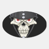 バイクもしくは自転車に乗る人ライダー用ヘルメットスカルデザイン 楕円形シール (正面)