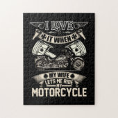 バイクもしくは自転車に乗る人ライフUSAメンズI Love It When My Wife Moto ジグソーパズル (縦)