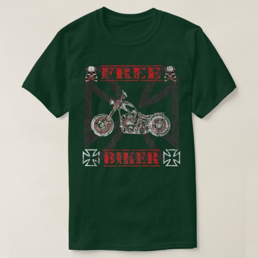 バイクもしくは自転車に乗る人ロッカーバイクサイクリングレーシングモーターシー Tシャツ (デザイン正面)