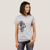 バイクもしくは自転車に乗る人ヴィンテージバイクTシャツ Tシャツ (正面フル)