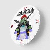 バイクもしくは自転車に乗る人亀時計 ラウンド壁時計 (傾斜)