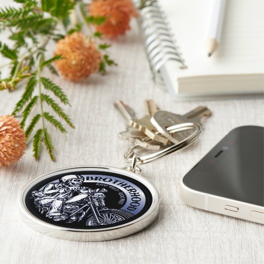 バイクもしくは自転車に乗る人兄弟キーチェーン キーホルダー (側面)