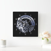 バイクもしくは自転車に乗る人兄弟 スクエア壁時計 (ホーム)