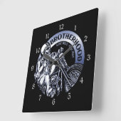 バイクもしくは自転車に乗る人兄弟 スクエア壁時計 (傾斜)