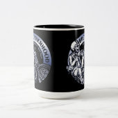 バイクもしくは自転車に乗る人兄弟 ツートーンマグカップ (中央)