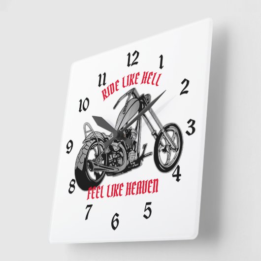 バイクもしくは自転車に乗る人天国白 スクエア壁時計 (傾斜)