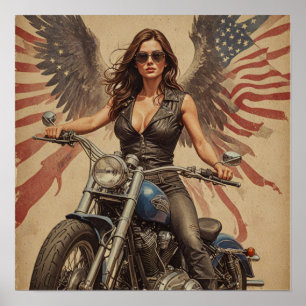 バイクもしくは自転車に乗る人女 ポスター