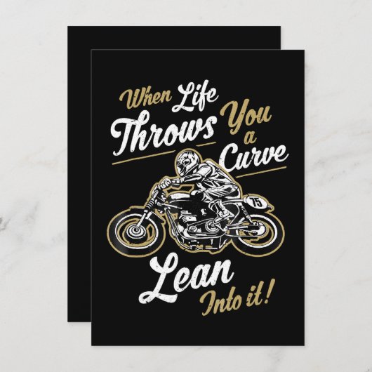 バイクもしくは自転車に乗る人引用文おもしろいの皮肉なバイクライダーギフト 招待状 (正面/裏面)