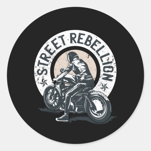 バイクもしくは自転車に乗る人引用文 ラウンドシール (正面)