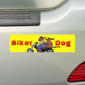 バイクもしくは自転車に乗る人犬 バンパーステッカー (車上)