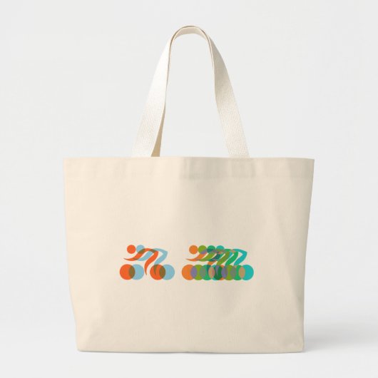 バイクもしくは自転車に乗る人狂 ラージトートバッグ (正面)