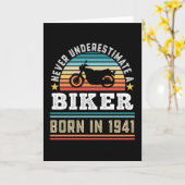 バイクもしくは自転車に乗る人生まれ1941年80誕生日バイクギフトパパ カード (黄色い花)