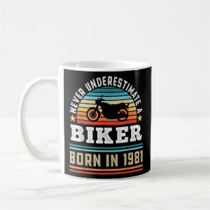 バイクもしくは自転車に乗る人生まれ1981年40歳誕生日バイクギフトパパ コーヒーマグカップ
