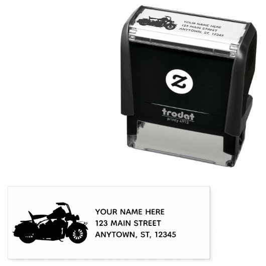 バイクもしくは自転車に乗る人用オートバイシルエット セルフインキングスタンプ (インサイチュ)