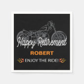 バイクもしくは自転車に乗る人用バイクでハッピーリタイア スタンダードカクテルナプキン (正面)