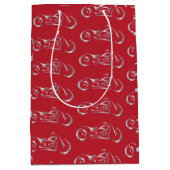 バイクもしくは自転車に乗る人用銀のバイクシルエット ミディアムペーパーバッグ (正面)