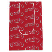 バイクもしくは自転車に乗る人用銀のバイクシルエット ミディアムペーパーバッグ (裏面)