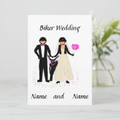 バイクもしくは自転車に乗る人結婚の追加詳細 招待状 (スタンド正面)