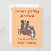 バイクもしくは自転車に乗る人結婚ズ、新郎の乗馬のピリオン、固定 案内ポストカード (正面/裏面)