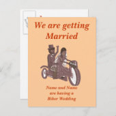 バイクもしくは自転車に乗る人結婚ズ、新郎の乗馬のピリオン、固定 案内ポストカード (正面/裏面)