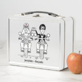 バイクもしくは自転車に乗る人結婚バイクの贈り物 メタルランチボックス (インサイチュ)