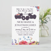 バイクもしくは自転車に乗る人結婚フローラ多肉類 招待状 (スタンド正面)