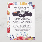 バイクもしくは自転車に乗る人結婚フローラ多肉類 招待状 (正面/裏面)