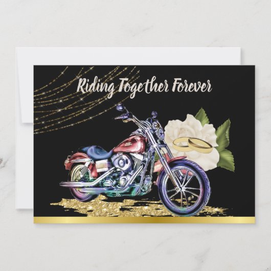 バイクもしくは自転車に乗る人結婚式招待状 招待状 (正面)