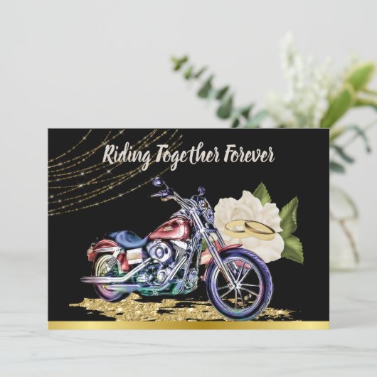 バイクもしくは自転車に乗る人結婚式招待状 招待状 (スタンド正面)