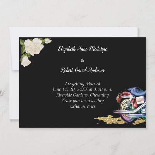 バイクもしくは自転車に乗る人結婚式招待状 招待状 (裏面)