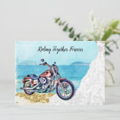 バイクもしくは自転車に乗る人結婚式招待状 招待状 (スタンド正面)