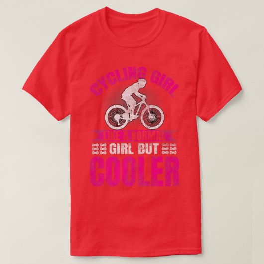バイクもしくは自転車に乗る人自転車サイクリングサイクルライダーバイクリードガール Tシャツ (デザイン正面)