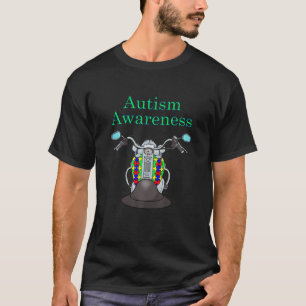 バイクもしくは自転車に乗る人自閉症意識1バイクTシャツ Tシャツ