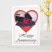 バイクもしくは自転車に乗る人記念日カード カード (黄色い花)