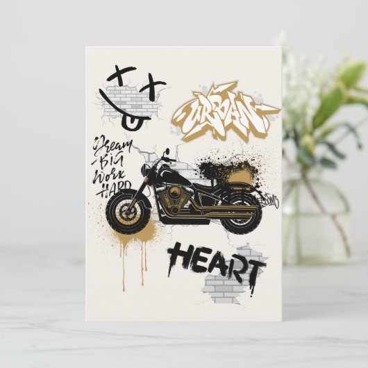 バイクもしくは自転車に乗る人誕生日の招待 招待状 (スタンド正面)