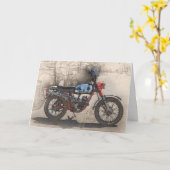 バイクもしくは自転車に乗る人誕生日カードヴィンテージ自動二輪車 カード (黄色い花)