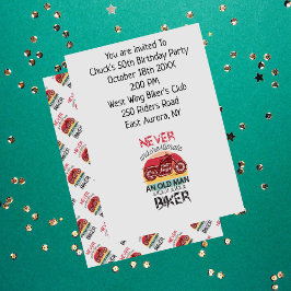 バイクもしくは自転車に乗る人誕生日パーティオールドマンジョーク 招待状