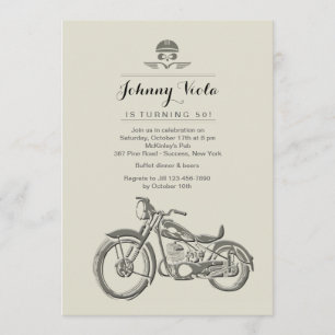 バイクもしくは自転車に乗る人誕生日招待状 招待状
