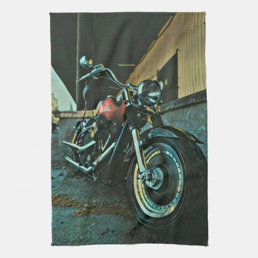 バイクもしくは自転車に乗る人贈与 キッチンタオル (縦)