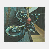 バイクもしくは自転車に乗る人贈与 フリースブランケット (正面(横))