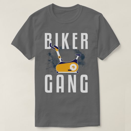 バイクもしくは自転車に乗る人集団おもしろいスピンクラストレーニング Tシャツ (デザイン正面)
