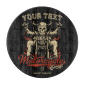 バイクもしくは自転車に乗る人骨格パーソナライズされた自動二輪車ショップガレージ カッティングボード (正面)